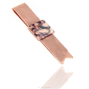 NSA|Money Clip stops NALBORI ® made of hypoallergenic copper for man with purple & cream enamel