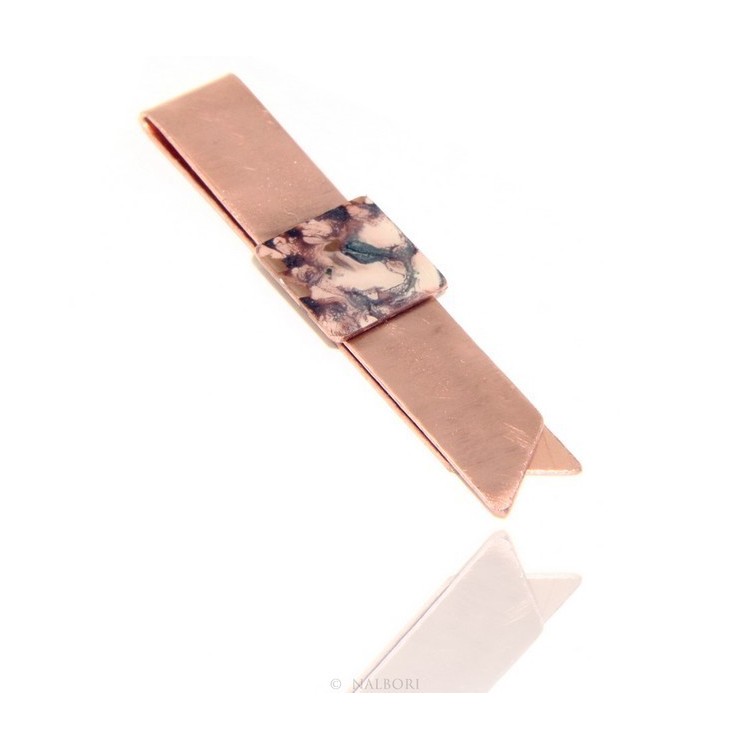 NSA|Money Clip stops NALBORI ® made of hypoallergenic copper for man with purple & cream enamel