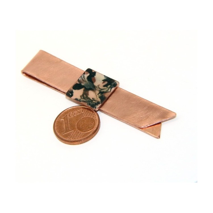 NSA|Money Clip stops NALBORI ® made of hypoallergenic copper for man with black & cream enamel