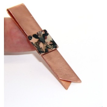 NSA|Money Clip stops NALBORI ® made of hypoallergenic copper for man with black & cream enamel