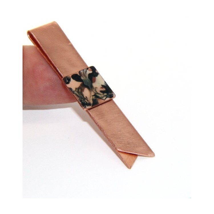 NSA|Money Clip stops NALBORI ® made of hypoallergenic copper for man with black & cream enamel