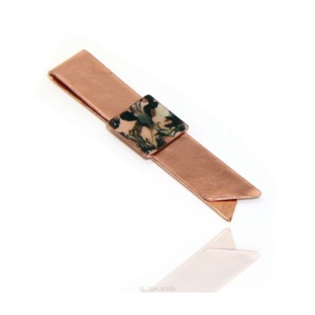 NSA|Money Clip stops NALBORI ® made of hypoallergenic copper for man with black & cream enamel