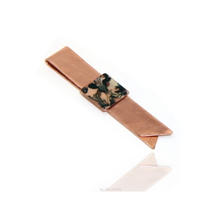 NSA|Money Clip stops NALBORI ® made of hypoallergenic copper for man with black & cream enamel