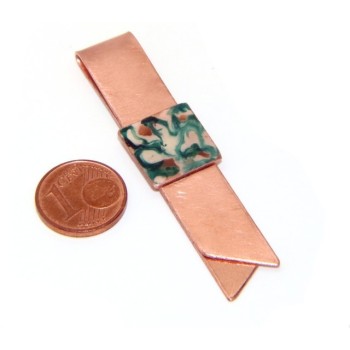 NonSoloArgenti|Money clip stop for man  Copper NALBORI green & cream