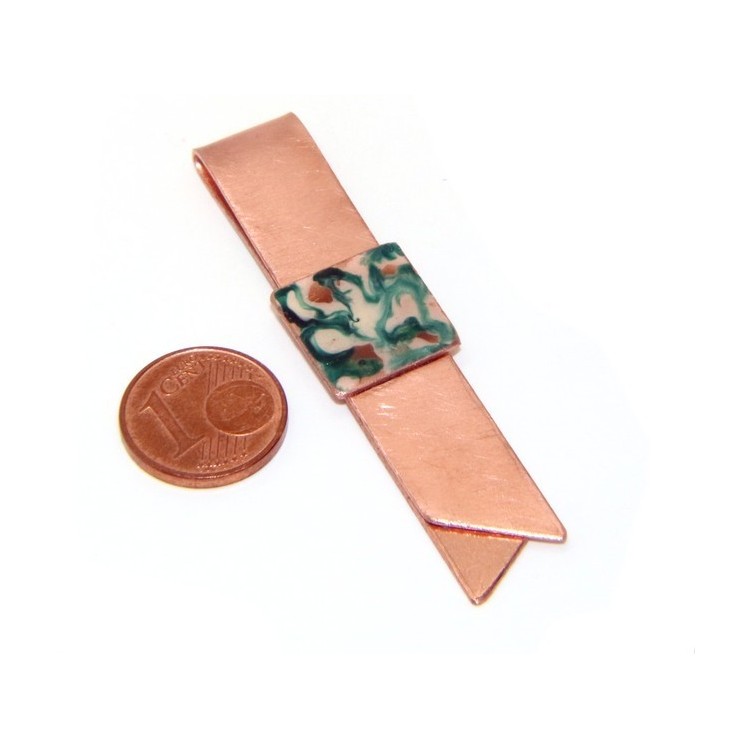 NonSoloArgenti|Money clip stop for man  Copper NALBORI green & cream
