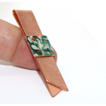 NonSoloArgenti|Money clip stop for man  Copper NALBORI green & cream