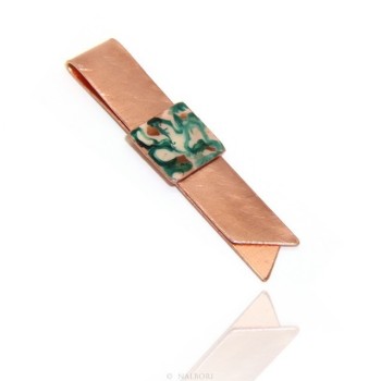 NonSoloArgenti|Money clip stop for man  Copper NALBORI green & cream