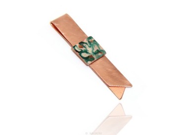 NonSoloArgenti|Money clip stop for man  Copper NALBORI green & cream