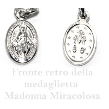 NSA|Collana Rosario uomo Argento 925 Con cristallo nero tondo 4mm croce madonna miracolosa 60+5