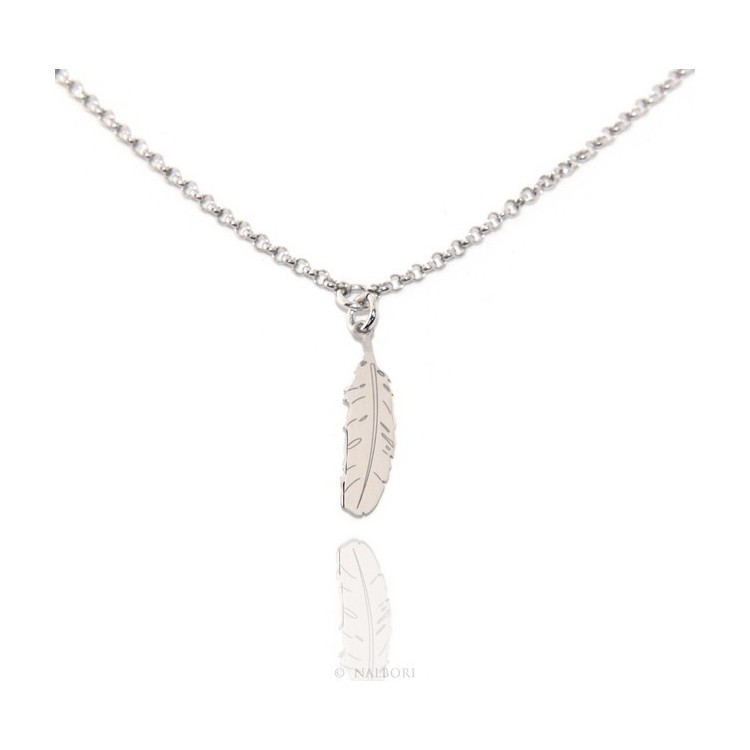 NSA|Silver 925: Necklace man or woman with feather pendant laser cutting