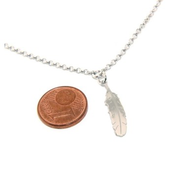 NSA|Silver 925: Necklace man or woman with feather pendant laser cutting