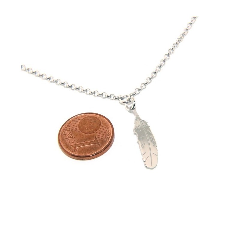 NSA|Silver 925: Necklace man or woman with feather pendant laser cutting