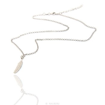 NSA|Silver 925: Necklace man or woman with feather pendant laser cutting