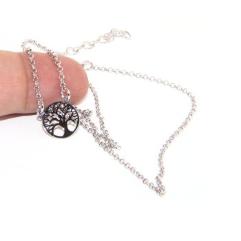 NSA|Argento 925 : Collana girocollo uomo o donna con medaglietta medaglia pendente albero della vita