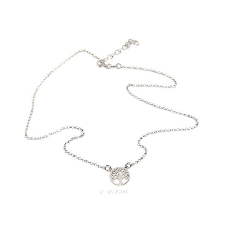NSA|Argento 925 : Collana girocollo uomo o donna con medaglietta medaglia pendente albero della vita
