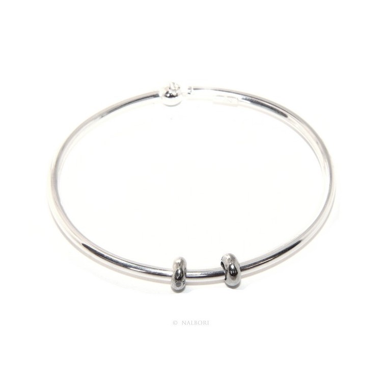 NSA|ARGENTO 925 : Bracciale donna per CHARME ciondoli chiusura brevettata ovale misura media