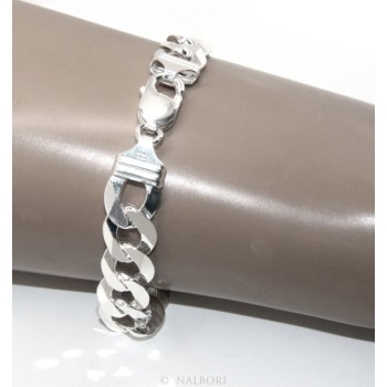 NSA|SILVER 925 rhodium plated man's bracelet 13 mm 21/22 cm large heavy for man