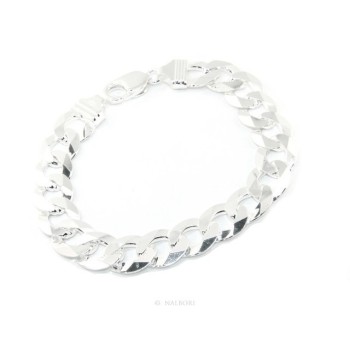 NSA|SILVER 925 rhodium plated man's bracelet 13 mm 21/22 cm large heavy for man