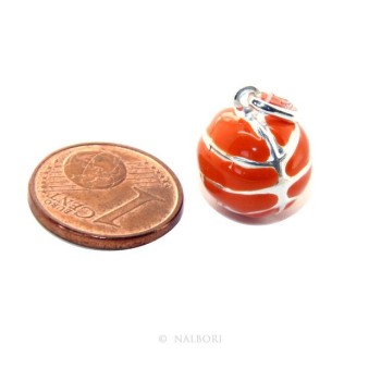 NSA|Argento 925 : Ciondolo uomo donna palla pallone da basket arancio Made in Italy