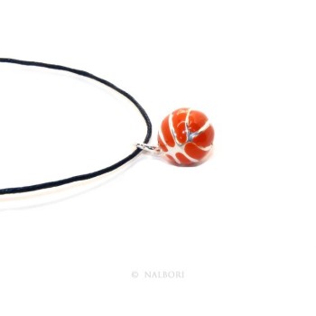 NSA|Silver 925: orange pendant for man or woman Ball Basketball  Made in Italy