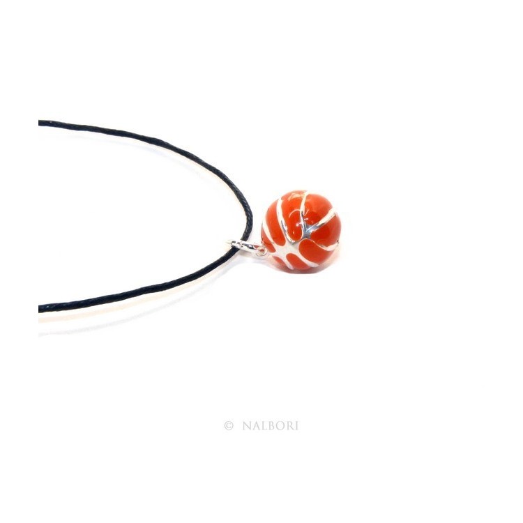 NSA|Silver 925: orange pendant for man or woman Ball Basketball  Made in Italy