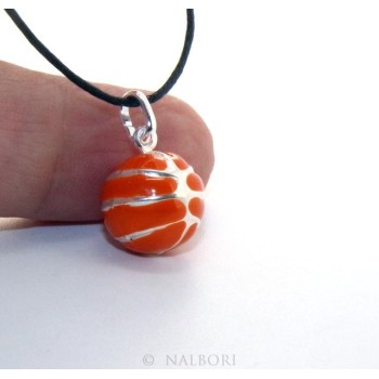 NSA|Silver 925: orange pendant for man or woman Ball Basketball  Made in Italy