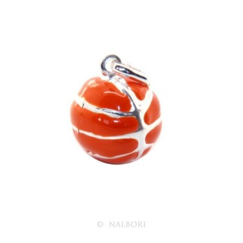 NSA|Silver 925: orange pendant for man or woman Ball Basketball  Made in Italy