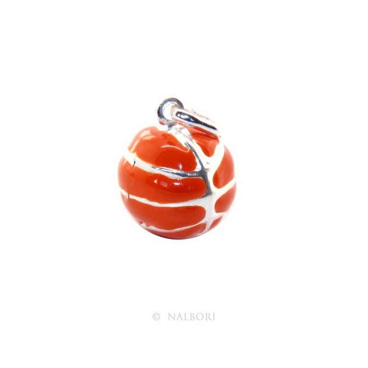 NSA|Argento 925 : Ciondolo uomo donna palla pallone da basket arancio Made in Italy