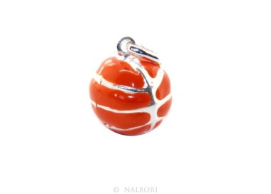 NSA|Silver 925: orange pendant for man or woman Ball Basketball  Made in Italy