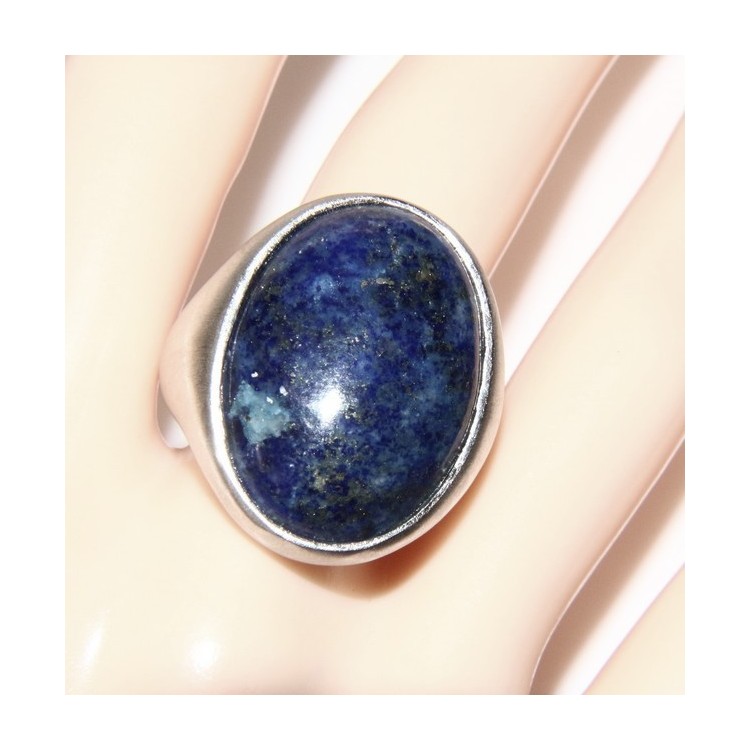 NonSoloArgenti|hand made sterling silver ring with blue lapis oval big