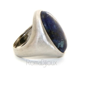 NonSoloArgenti|hand made sterling silver ring with blue lapis oval big