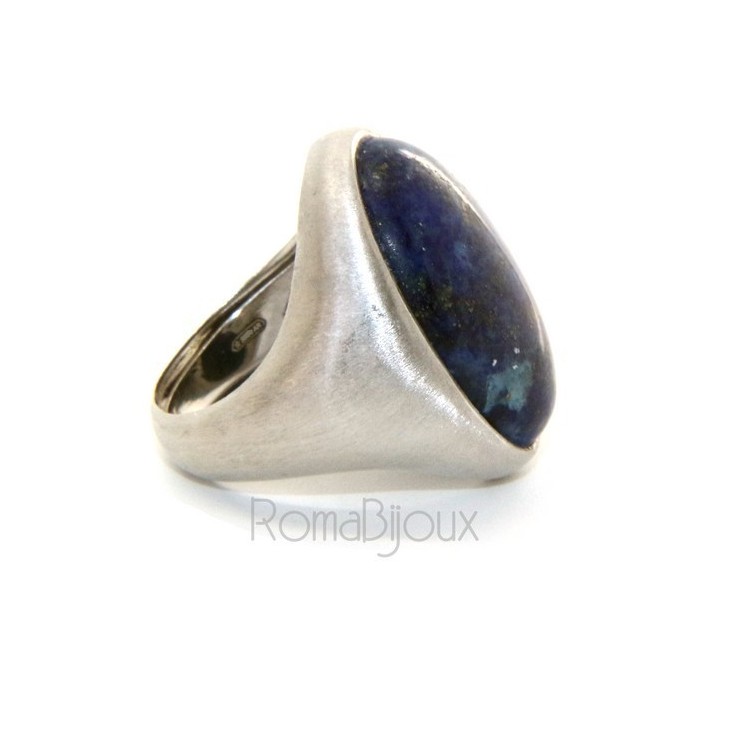 NonSoloArgenti|hand made sterling silver ring with blue lapis oval big