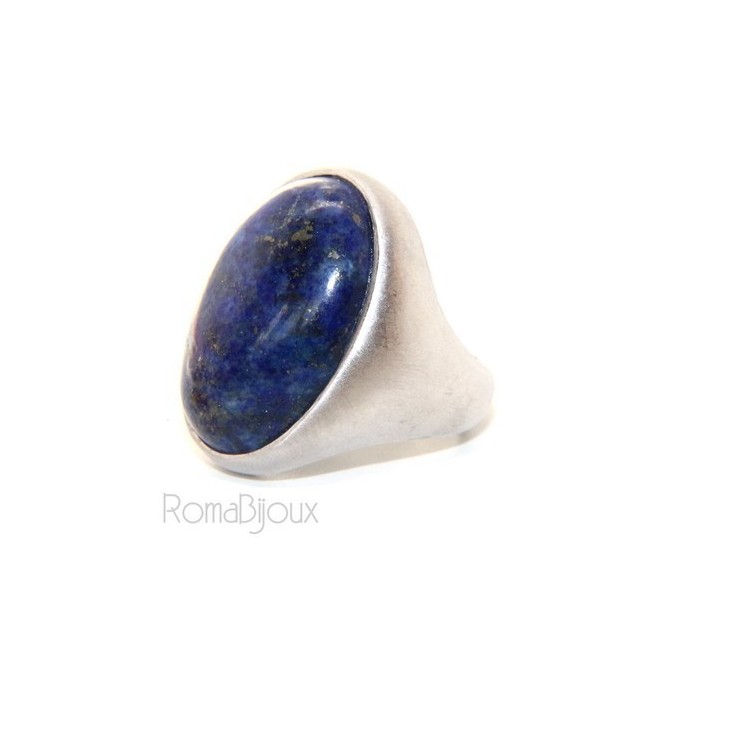 NonSoloArgenti|anello donna massiccio lapis lapislazzulo blu naturale ovale grande