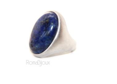 NonSoloArgenti|anello donna massiccio lapis lapislazzulo blu naturale ovale grande