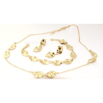NSA|Women's jewelry in 925 silver gold leaf earrings necklace bracelet