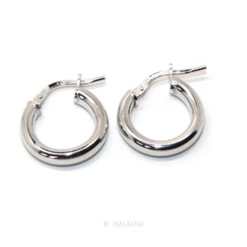 NSA|orecchini donna Argento 925 anelle cerchi boccole lisce classiche 15,5 mm 2 colori