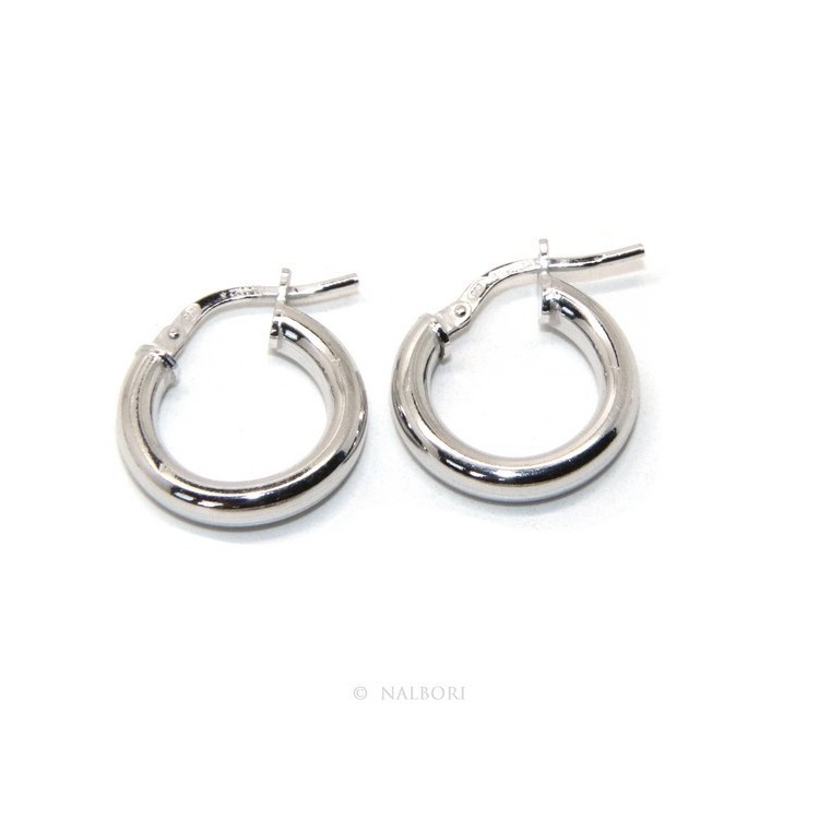 NSA|silver earrings 925 sterling silver 15.5 mm 2-color smooth brooches hoop
