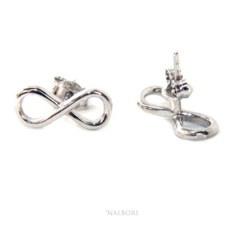 NSA|orecchini uomo e donna in argento 925 perno e farfallina con simbolo dell'infinito