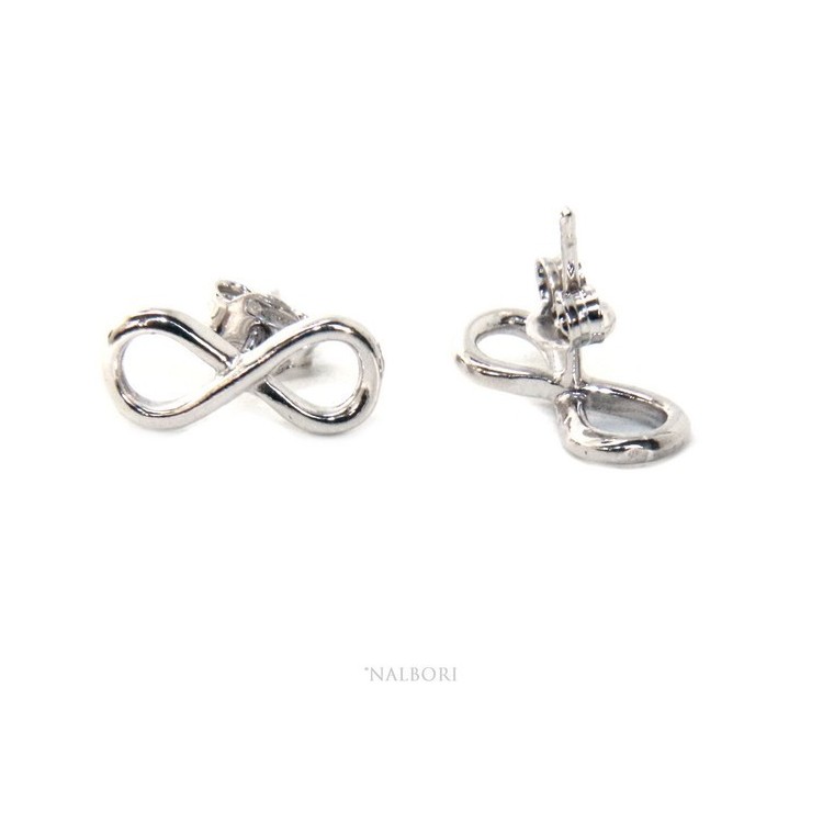 NSA|orecchini uomo e donna in argento 925 perno e farfallina con simbolo dell'infinito