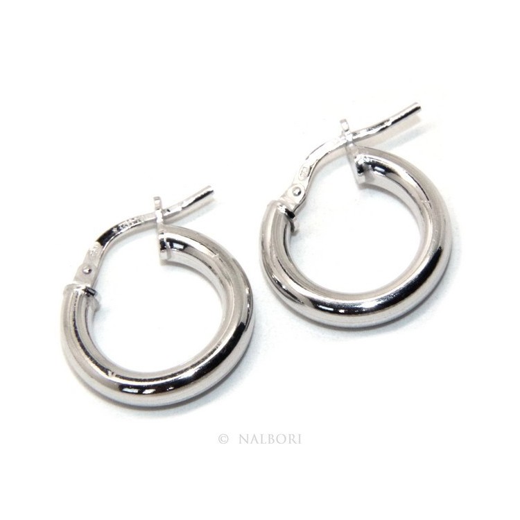 NSA|orecchini donna Argento 925 anelle cerchi boccole lisce classiche 15,5 mm 2 colori