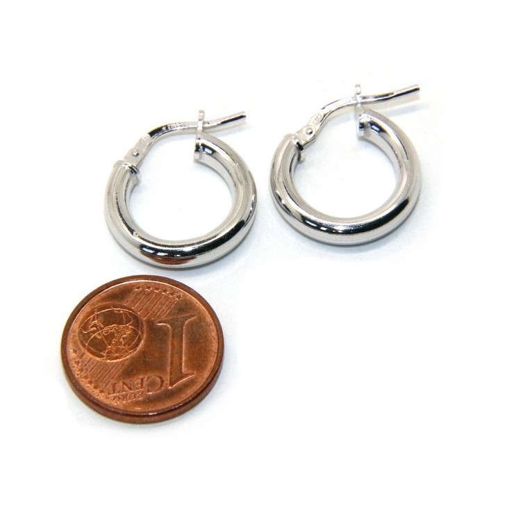 NSA|silver earrings 925 sterling silver 15.5 mm 2-color smooth brooches hoop