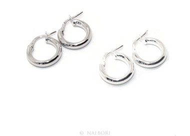 NSA|silver earrings 925 sterling silver 15.5 mm 2-color smooth brooches hoop