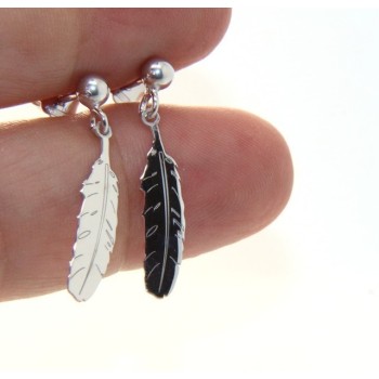 NSA|Silver 925: woman earrings with ball and feather pendant cut and laser engraved