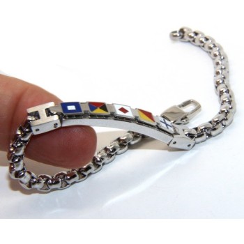 NSA|NALBORI bracelet stainless steel bolted plate with glazed flags 19,50 cm