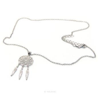 NSA|NALBORI necklace rolo 'necklace with big pendant pendant catches catch dreams 3 feathers