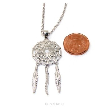 NSA|NALBORI necklace rolo 'necklace with big pendant pendant catches catch dreams 3 feathers