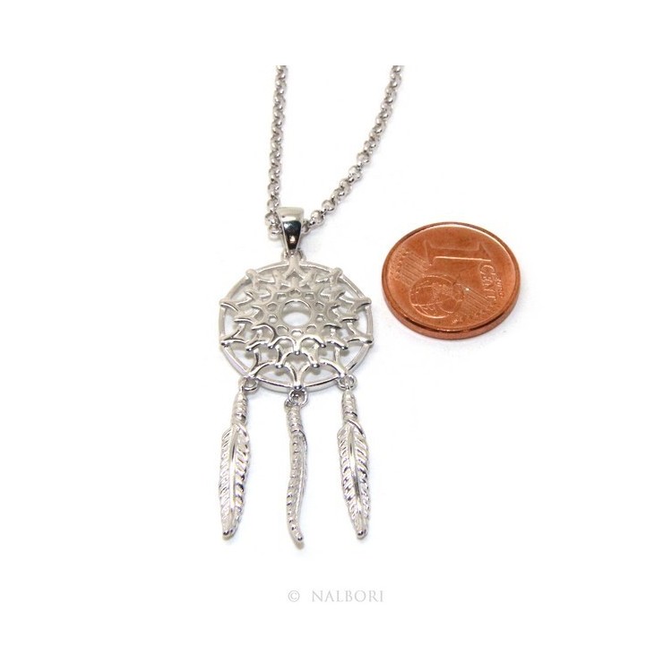 NSA|NALBORI necklace rolo 'necklace with big pendant pendant catches catch dreams 3 feathers