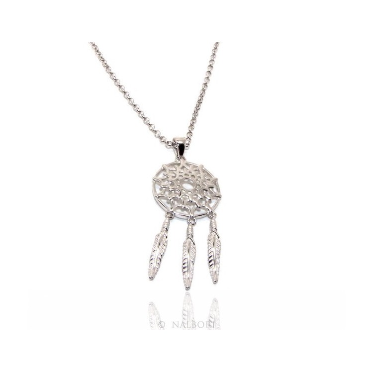 NSA|NALBORI necklace rolo 'necklace with big pendant pendant catches catch dreams 3 feathers