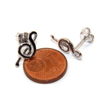 NSA|Orecchini donna o uomo argento 925 con chiave di SOL violino speculari