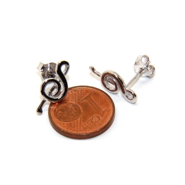 NSA|Orecchini donna o uomo argento 925 con chiave di SOL violino speculari